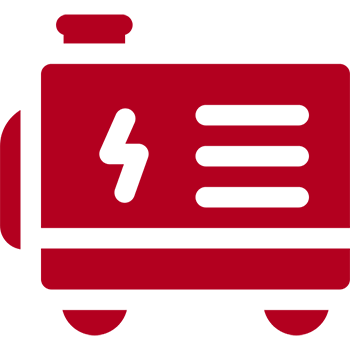 Red generator icon on black background.