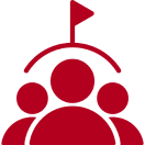 Red group icon with a flag.