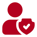 Person icon with security shield checkmark.