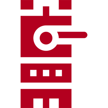 Red stylized text on black background.