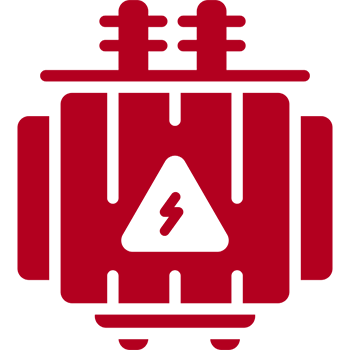Red electrical symbol on black background.